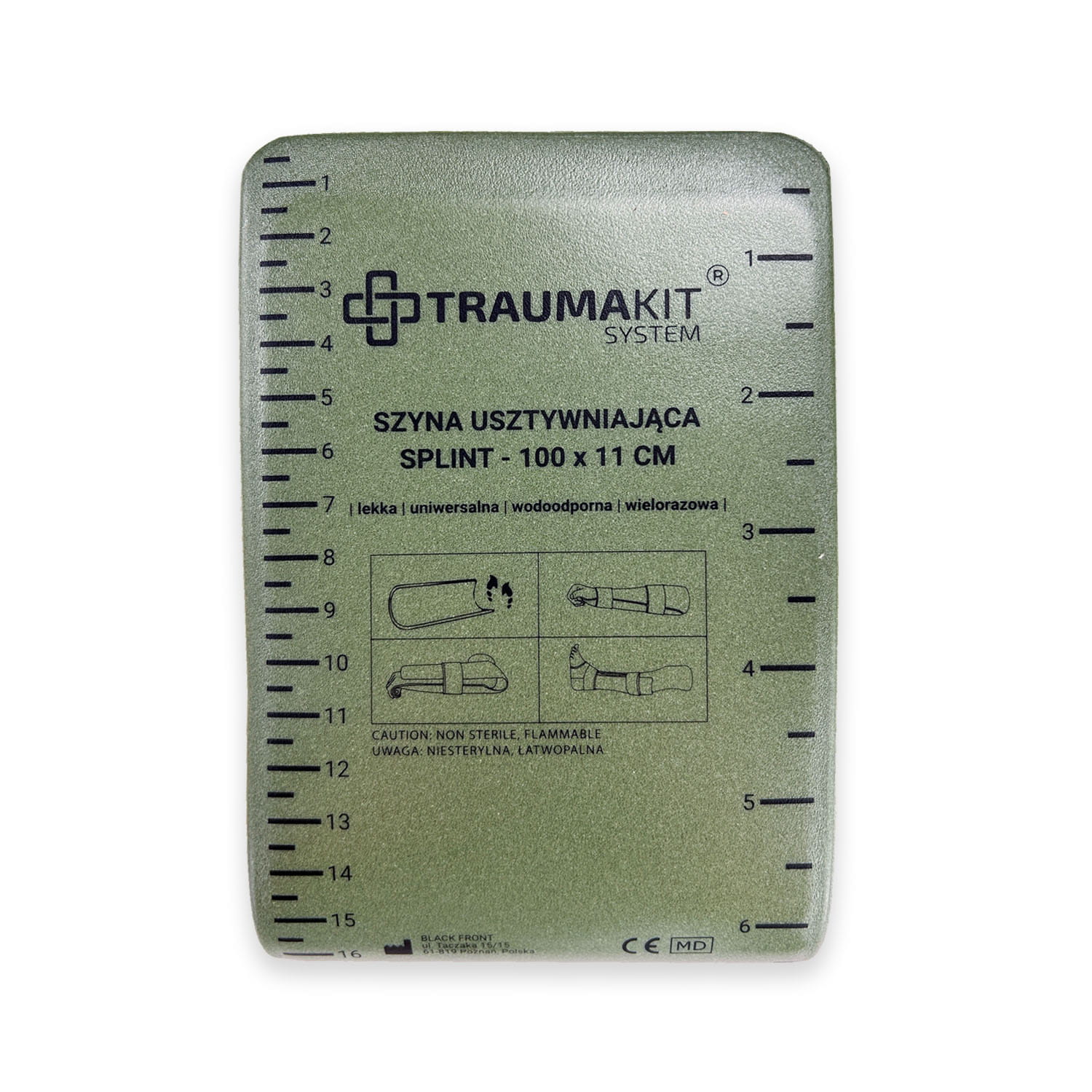 Szyna SPLINT 100 cm do stabilizacji złamań TRAUMA KIT (zielony)