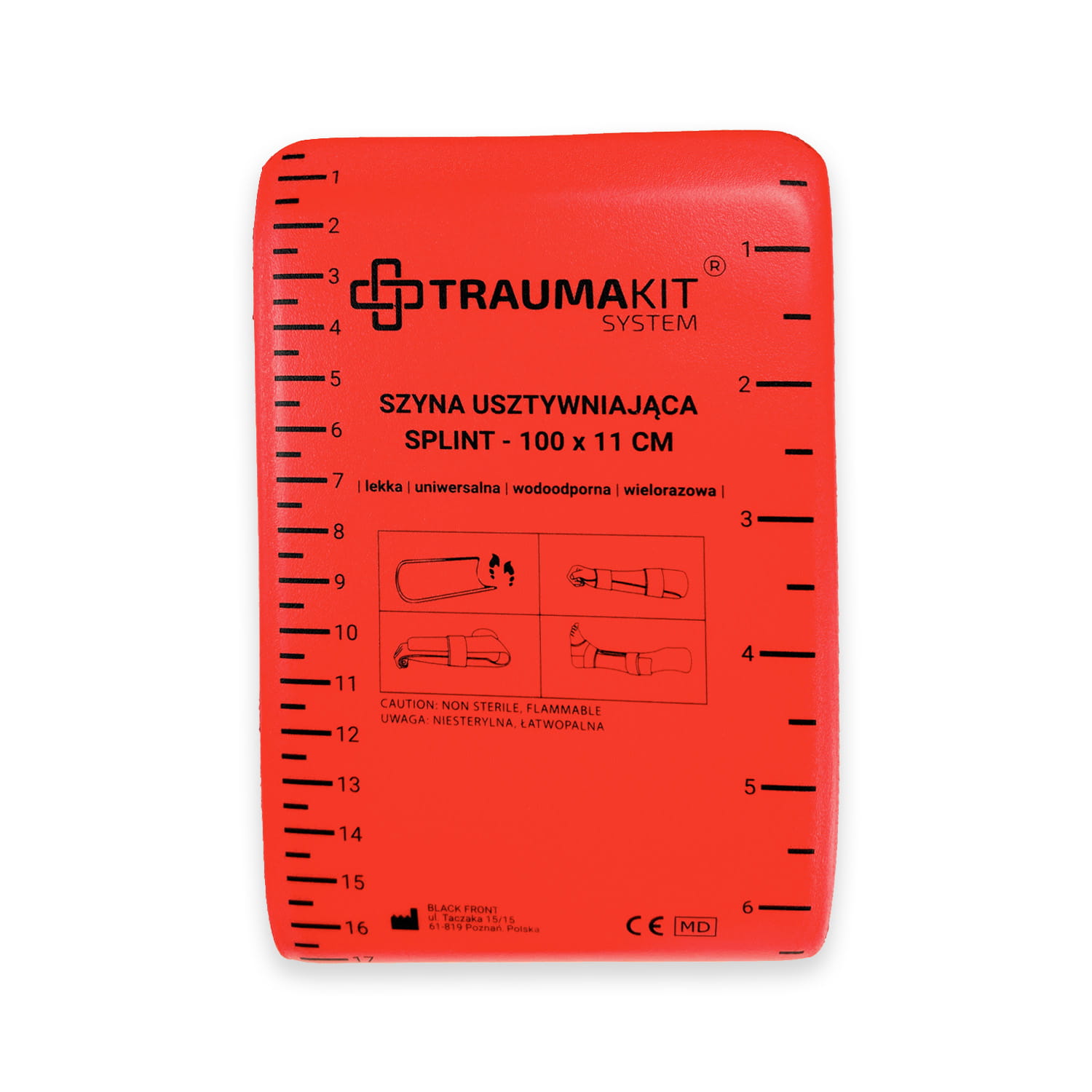 Szyna SPLINT 100 cm do stabilizacji złamań TRAUMA KIT (czerwono-szary)