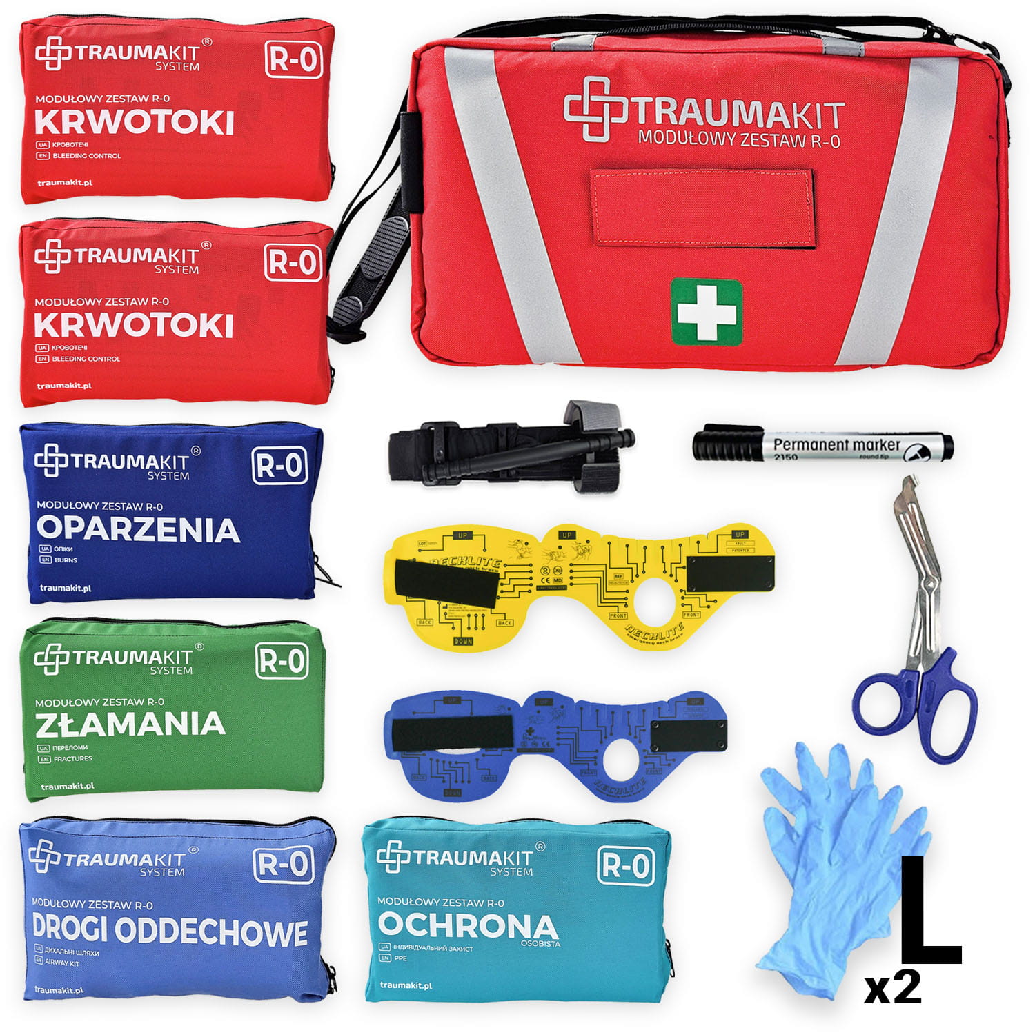 TRAUMA KIT Modułowy Zestaw R-0 - Torba (czerwony)