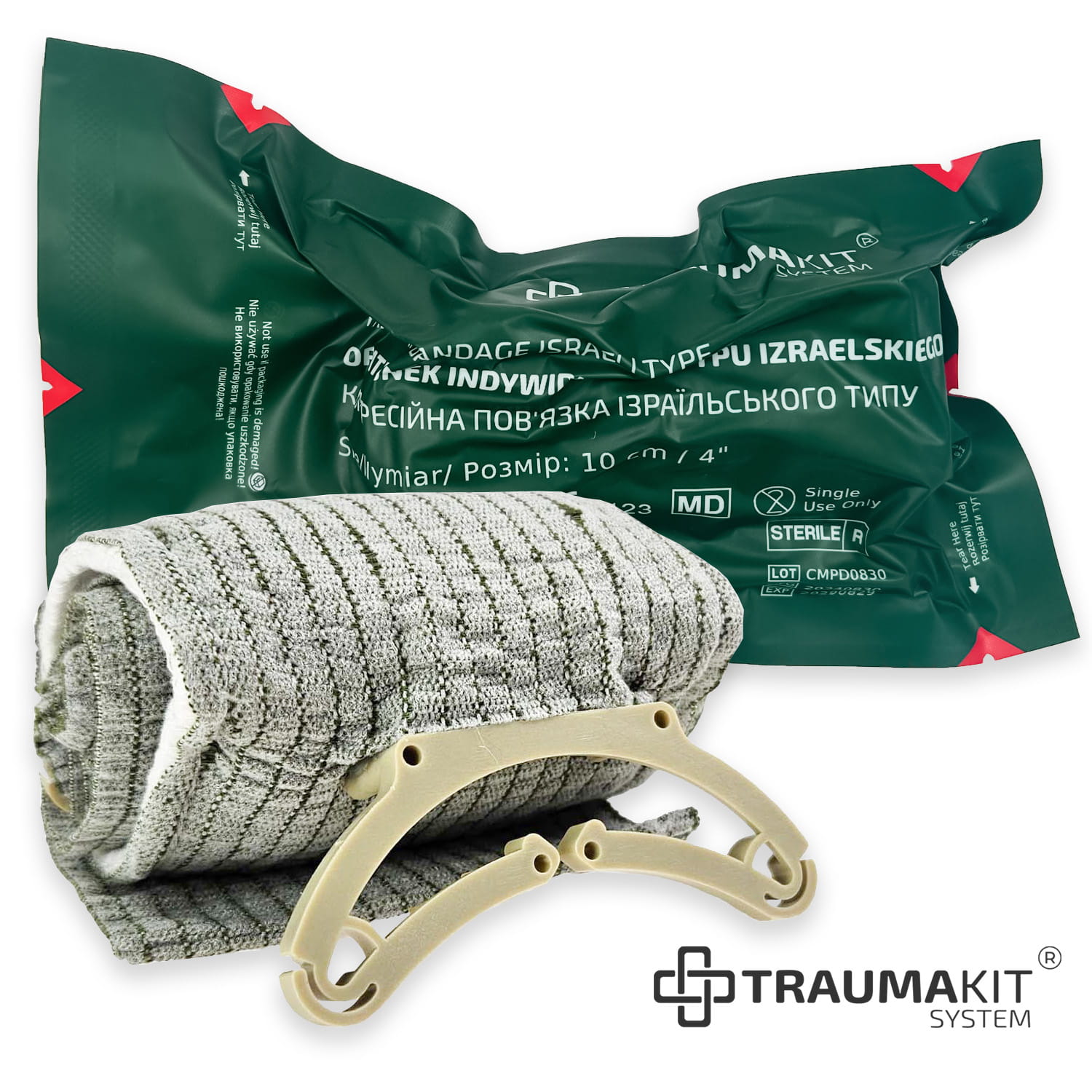 Opatrunek indywidualny typu izraelskiego TRAUMA KIT r. 10cm x 4"