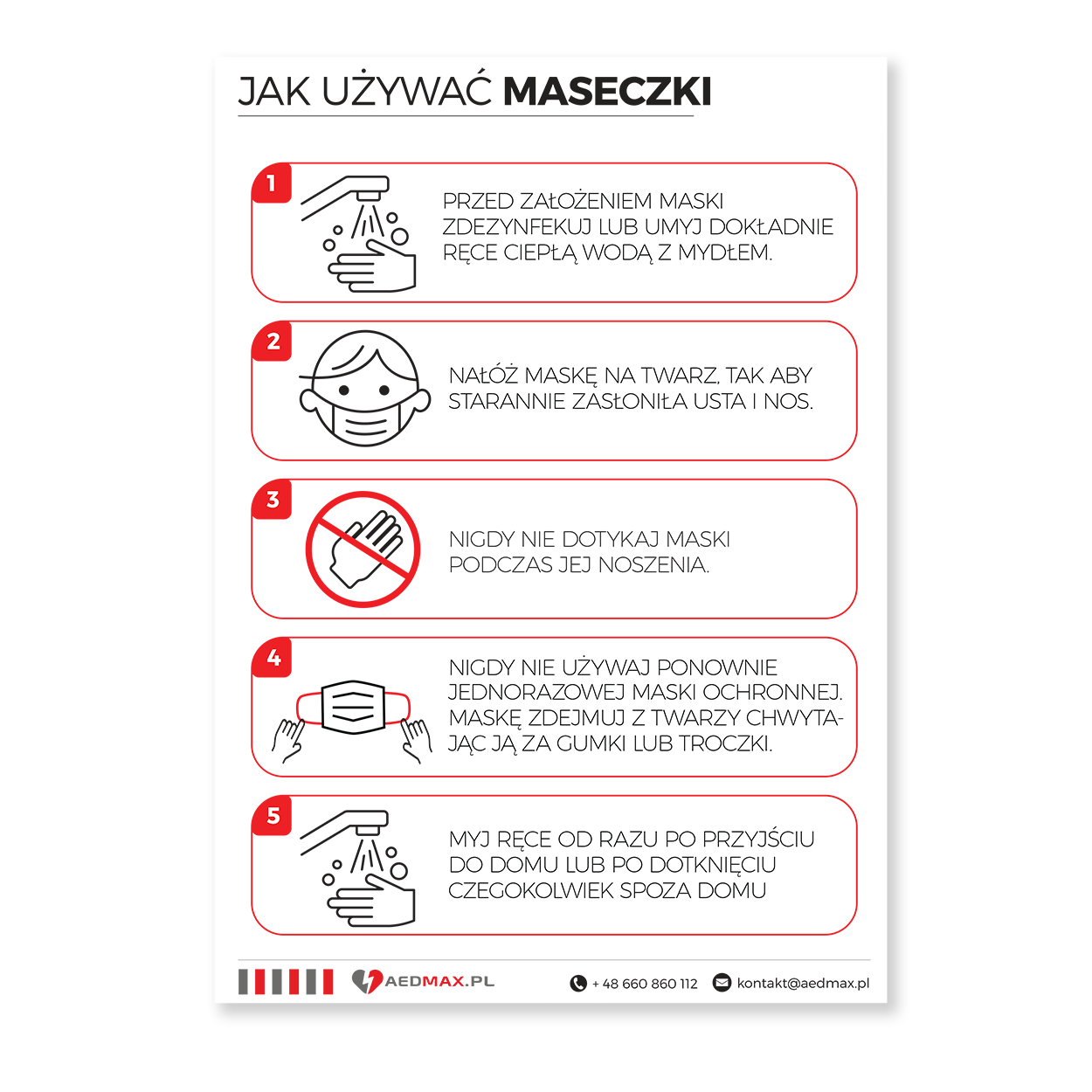 Tablica informacyjna - używanie maseczek