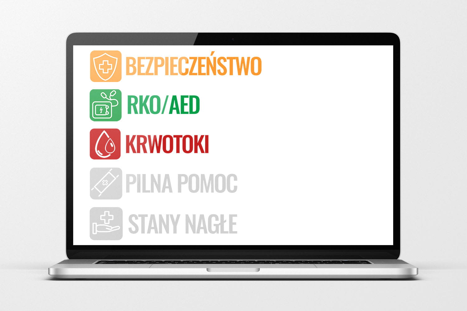 Modułowa Pierwsza Pomoc - Kurs e-learningowy - moduły BEZPIECZEŃSTWO, RKO/AED, KRWOTOKI