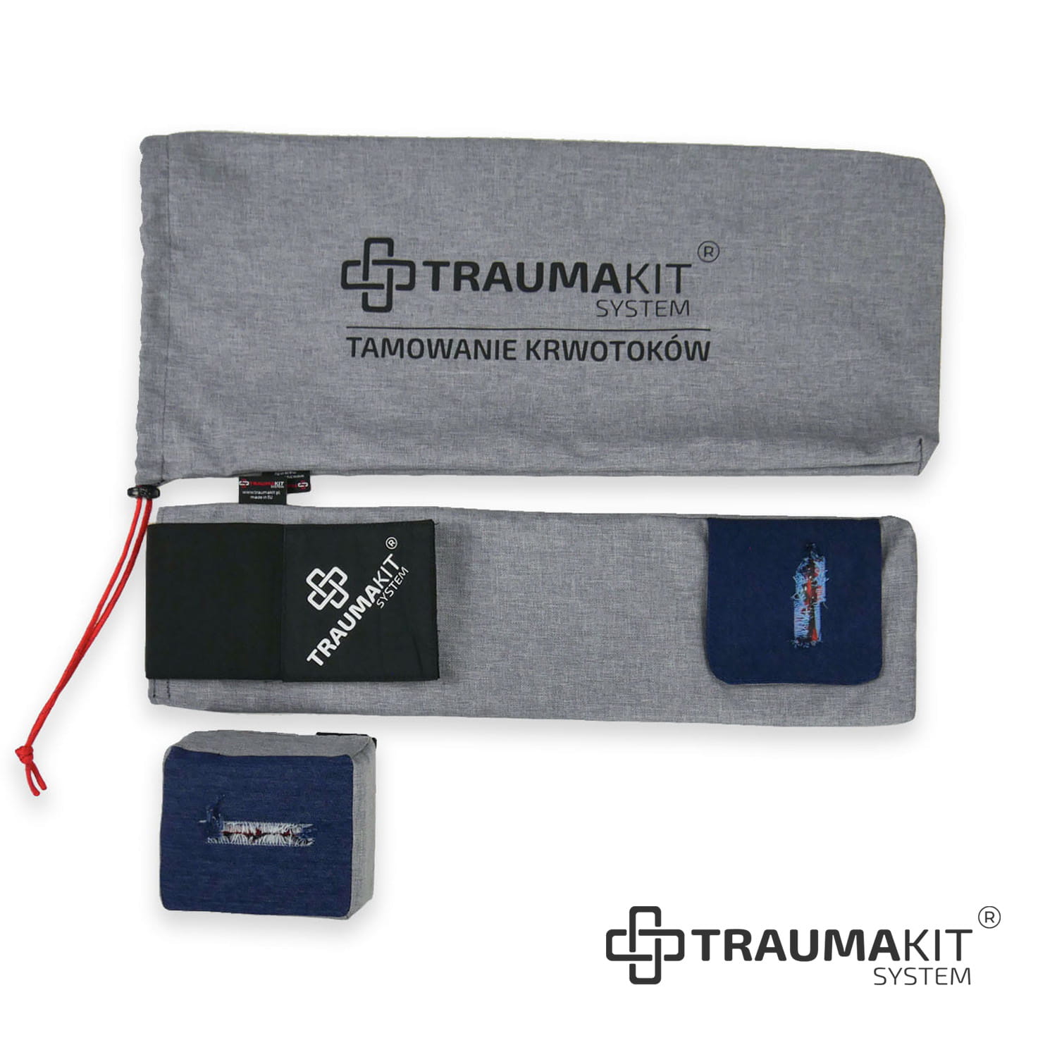 ZESTAW: TRAUMA KIT Trenażer wypełniania / pakowania rany + Trenażer do zakładania opaski zaciskowej T3 z raną rozm. L w pokrowcu